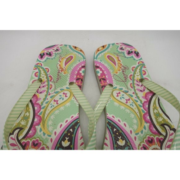 Vera Bradley Green Multi-Color Casual Slide Flip Flop Sandals Shoes Womens 7 - 8 - Picture 9 of 10
